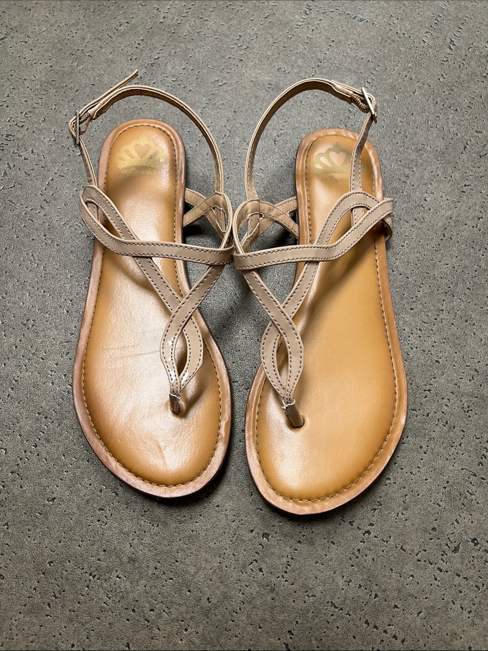 Twisted Strap Tan Leather Slingback Sandals